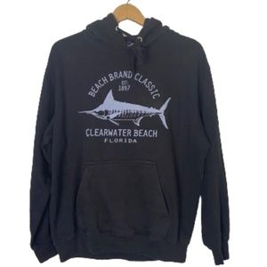 Men’s Clearwater Beach Black Hoodie with Marlin Sz‎ M